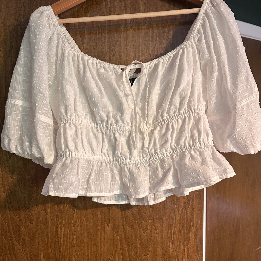 Able White Textured Blouse
